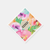 ブライトモダンフローラブラウンクラフトブライダルシャワー スタンダードカクテルナプキン (角)