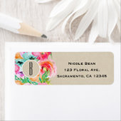 ブライトモダンフローラブラウンクラフトブライダルシャワー ラベル (インサイチュ)