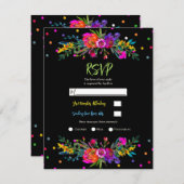 ブライトモダンフローラ&ブラックフェスタRSVP返信 招待状 (正面/裏面)