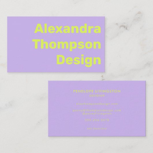 ブライトモダンラベンダーチャートレはっきりしたウスシンプル 名刺 (正面/裏面)