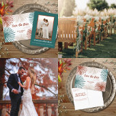 ブライトモダン抽象芸術ダークティール(緑がかった色)銅ビスク オールインワン招待状