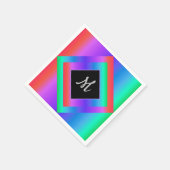 ブライトモノグラムのパステルレインボー スタンダードカクテルナプキン (角)