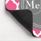 ブライトモノグラムのピンク&グレークローバー マウスパッド (コーナー)