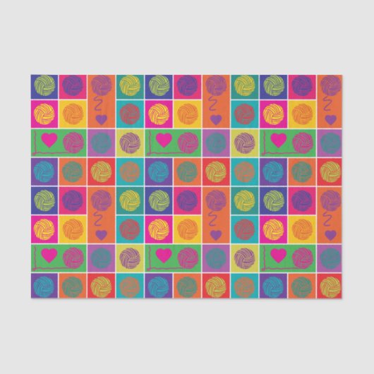 ブライトヤーン、ヤーン、ヤーンブロックパターン（の模様が）ある 薄葉紙 (正面)