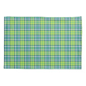 ブライトライムグリーンとターコイズプレイド 枕カバー (裏面)