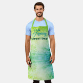 ブライトライムグリーンとターコイズ エプロン (着用した状態)