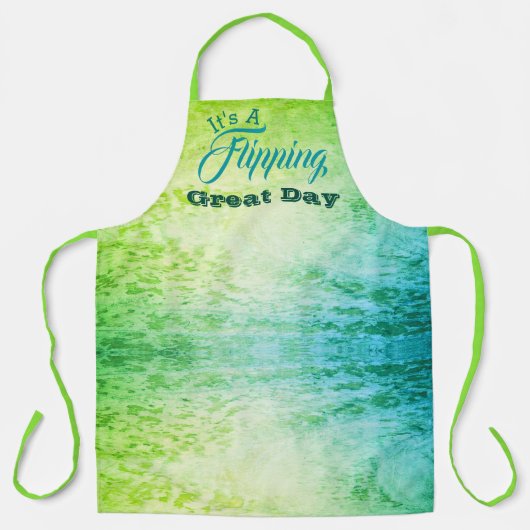 ブライトライムグリーンとターコイズ エプロン (正面)