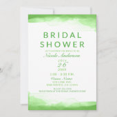 ブライトライムグリーンウォーターカラーシックブライダルシャワー 招待状 (正面)