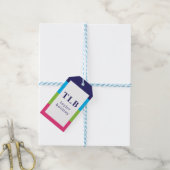 ブライトラグビーストライプグモノグラムのラベル ギフトタグ (より糸付き)