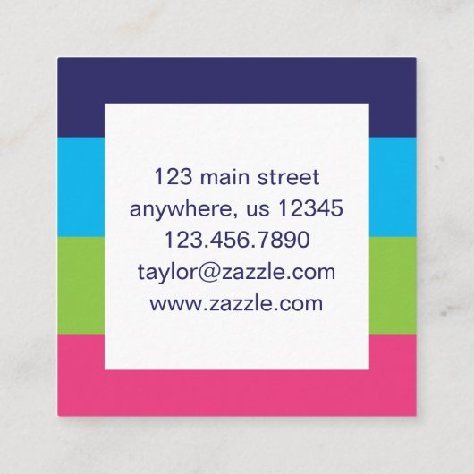 ブライトラグビーストライプズビジネス連絡カード スクエア名刺 (裏面)