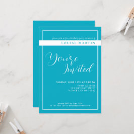 ブライトリッチスカイブルーカスタム誕生日招待状 招待状