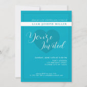 ブライトリッチスカイブルースクリプト誕生日招待状 招待状 (正面)