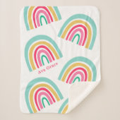 ブライトレインボウベビーの名前カラフル シェルパブランケット (正面)