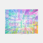 ブライトレインボーガールズカワイイパーソナライズされた名前をカスタムする フリースブランケット (正面(横))