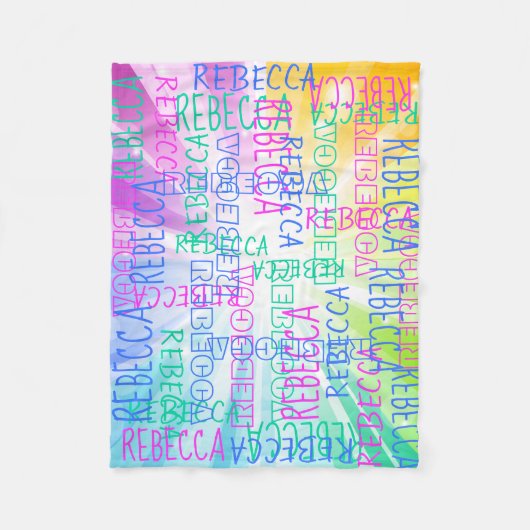 ブライトレインボーガールズカワイイパーソナライズされた名前をカスタムする フリースブランケット (正面)