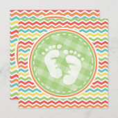 ブライトレインボーシェブロンベビー足ベビーシャワー 招待状 (正面/裏面)