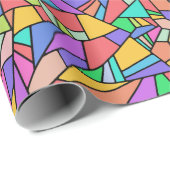 ブライトレインボージオメトリックガラス誕生日 ラッピングペーパー (ロールコーナー)