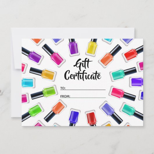 ブライトレインボーネイルアートテックギフト証明書カード 招待状