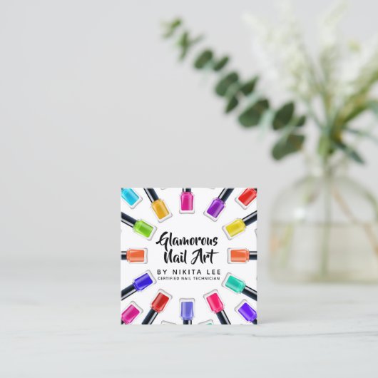 ブライトレインボーネイルアートテックサロンソーシャルメディア スクエア名刺 (スタンド正面)