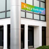 ブライトレインボーハッピーバースデーバナー 横断幕 (ビルの外側)
