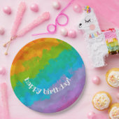 ブライトレインボーハッピーバースデープレート ペーパープレート (パーティー)