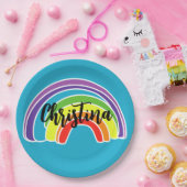 ブライトレインボーバースデーパーティー ペーパープレート (パーティー)