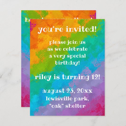 ブライトレインボーバースデーパーティ招待状 招待状 (正面/裏面)