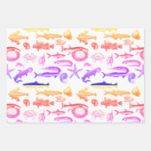 ブライトレインボーヴィンテージシークリージャーラインアート ラッピングペーパーシート (正面)