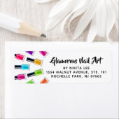 ブライトレインボー爪、 ネイルポーランドアートテックサロンアドレス ラベル (インサイチュ)