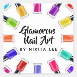 ブライトレインボー爪、 ネイルポーランドアートテックサロンカスタム スクエアシール