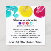 ブライトレインボー爪、 ネイルポーランドアートテックサロンカスタム スクエア名刺 (裏面)