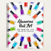 ブライトレインボー爪、 ネイルポーランドアートテックサロンカスタム プランナー手帳 (正面)