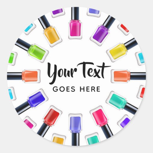 ブライトレインボー爪、 ネイルポーランドアートテックサロンカスタム ラウンドシール (正面)