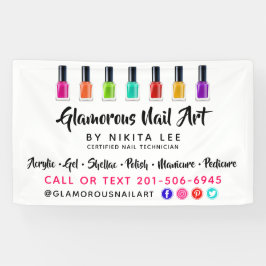 ブライトレインボー爪、 ネイルポーランドアートテックサロン 横断幕