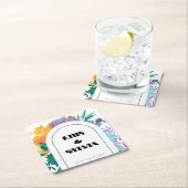 ブライトレインボー結婚フローラ スクエアペーパーコースター (インサイチュ)