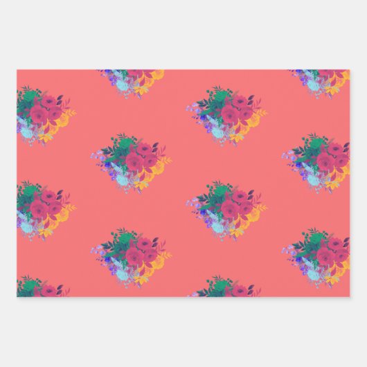 ブライトレインボー結婚フローラ ラッピングペーパーシート (正面3)