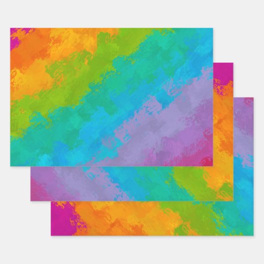 ブライトレインボー誕生日ラッピング紙 ラッピングペーパーシート (セット)