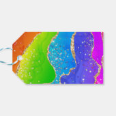 ブライトレインボー&金ゴールドフェイクグリッターアゲートモノグラム ギフトタグ (裏面横)