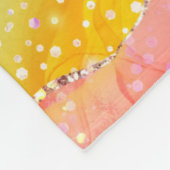 ブライトレインボー&金ゴールドフェイクグリッターアゲートモノグラム フリースブランケット (角)