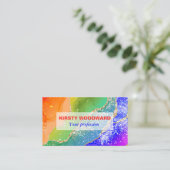 ブライトレインボー&金ゴールドフェイクグリッターゲート 名刺 (スタンド正面)