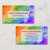 ブライトレインボー&金ゴールドフェイクグリッターゲート 名刺 (正面/裏面)