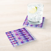 ブライトレッドイエロー抽象芸術アート ガラスコースター (アングル)