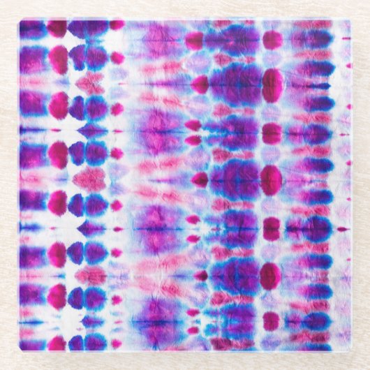 ブライトレッドイエロー抽象芸術アート ガラスコースター (正面)