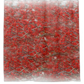 ブライトレッドウィンターベリーホリーツリーベリー シャワーカーテン (正面)