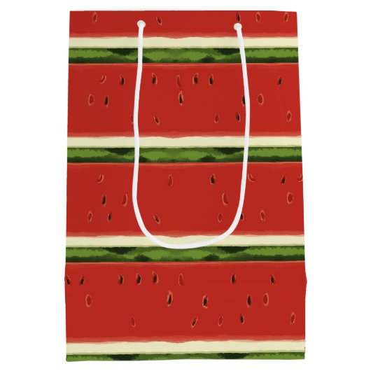 ブライトレッドウォーターカラースイカ抱き枕 ミディアムペーパーバッグ (裏面)