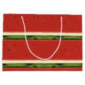 ブライトレッドウォーターカラースイカ抱き枕 ラージペーパーバッグ (裏面)