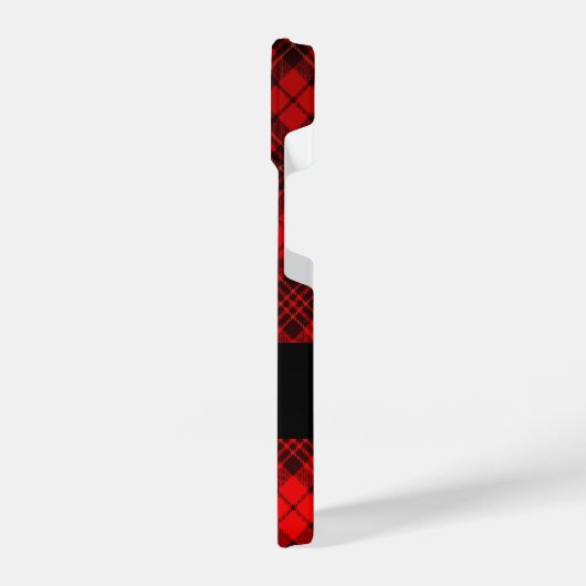 ブライトレッドエレガントクリスマスタータンチェックモノグラム iPhoneケース (左側面)