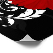 ブライトレッドガーベラデイジーオンブラック ポスター (角)