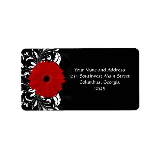 ブライトレッドガーベラデイジーオンブラック ラベル (正面)