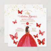 ブライトレッドキンセアニラ15アノスバタフライ金ゴールド 招待状 (正面/裏面)